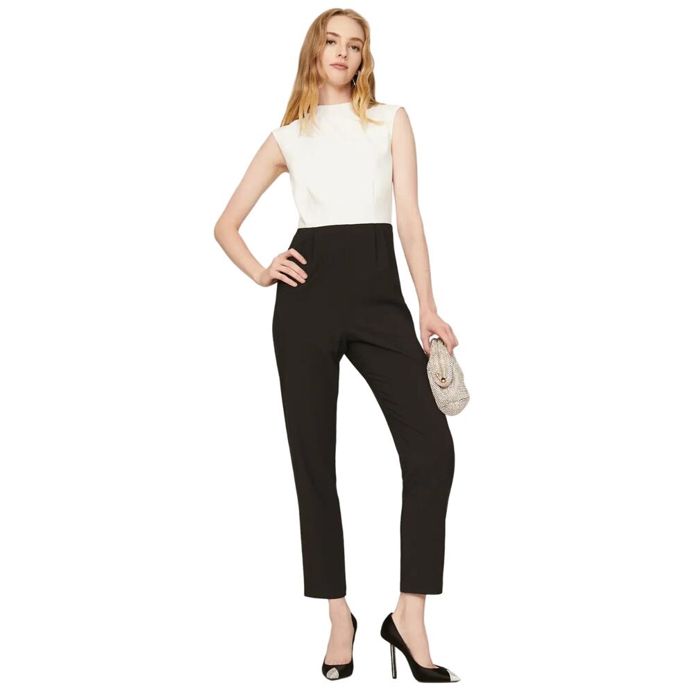 Hutch Jumpsuit Crepe Open Back Mock Neck Party Cocktail Formal Evening Preppy 4